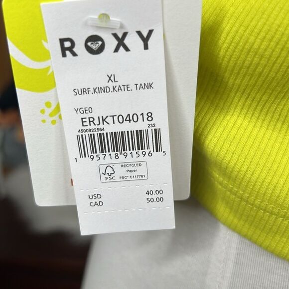 Roxy Kate Bosworth Ribbed Tank Top Yellow XL - Picture 6 of 6